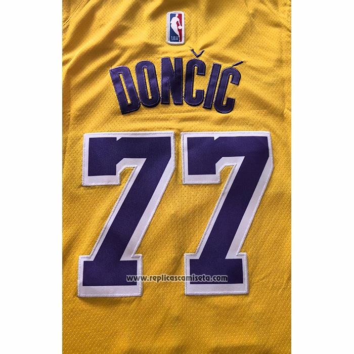 Camiseta Los Angeles Lakers Luka Doncic NO 77 Icon 2024-25 Amarillo